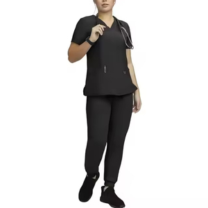 Custom Women's V-Neck <b>Scrubs</b> <b>Top</b> Uniforms 100% Cotton Anti-Wrinkle Spa Set Medical <b>Scrub</b> Suit for Nurses - Product Image 1