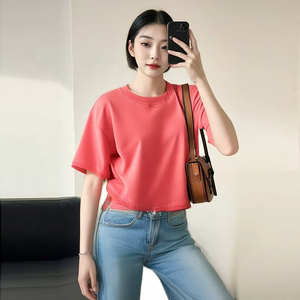 Débardeurs pour femmes de haute qualité avec logo personnalisé en relief, tissu tissé en soie/coton, manches courtes, streetwear décontracté, mignon - Product Image 2