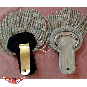 Epaulette de hombro ceremonial antiguo bordado a mano con flecos de hilo plateado, personalizado, con diseño de luna, lujoso y ecológico - Product Image 1
