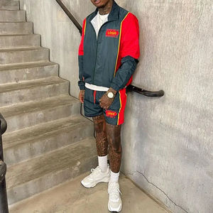 Conjuntos para Hombre de 2 Piezas, Chaqueta y Pantalones Cortos Cortavientos Personalizados, Impermeables, de Color Contrastante, Ropa de Invierno - Product Image 4