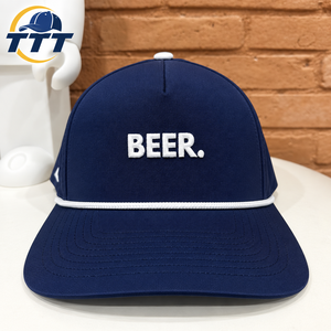Casquette de golf personnalisée à 5 panneaux avec logo en caoutchouc découpé au laser, respirante, à fermeture snapback, vente en gros, fabricant vietnamien, OEM ODM, usine de casquettes de sport - Product Image 1