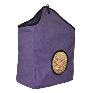 Horse Hay Bag Purple <b>Round</b> Opening <b>Canvas</b> Slow Feeder Durable Hanging Stable Feeding Bag for Travel Trailer Use - Product Image 1