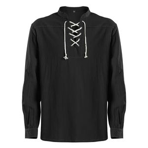 Meilleures chemises à manches longues écossaises Jacobite Ghillie Kilt, chemises Jacobite classiques en lin sergé pour hommes - Product Image 2