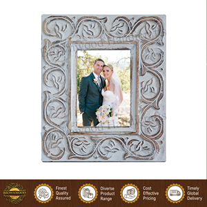 Burnt <b>White</b> Antique Color Superior Quality Solid Mango Wood Photo <b>Frame</b>/ Wooden Picture <b>Frame</b> for Room Decoration & Gifts Use - Product Image 2