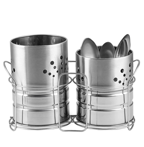 Good Quality Round shape 2 Pieces Stainless steel Spoon holder Best kitchen Storage Organizer Cutlery Holder In Hot Sale - Product Image 3