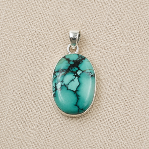 Collier pendentif en turquoise tibétaine naturelle, argent 925 plaqué or rose et or jaune, fait main, style bohème, bijoux de guérison pour homme, unisexe - Product Image 6