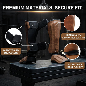 Espinilleras Ajustables de Cuero PU, Equipo de Protección para Piernas de Fútbol - Product Image 5