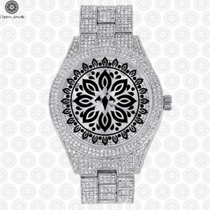 Charm Jewells Luxury Stainless Steel <b>Watch</b> <b>Diamond</b> Encrusted Round Dial Analog Quartz Folding Clasp Unisex 42mm - Product Image 1