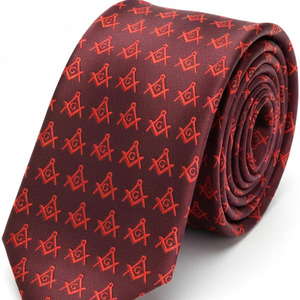 Cravate en satin de soie respirante, durable, écologique et de haute qualité, sublimée, pour Maître Maçon, sur mesure, pour la cérémonie de Maçonnerie (MM Ties) - Product Image 3
