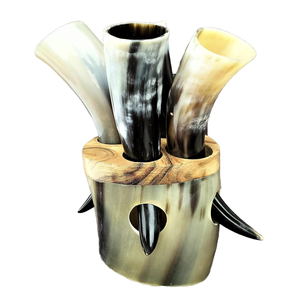 Tazas de cerveza de cuerno de búfalo natural pulido, estilo vikingo, de blossom craft india - Product Image 5
