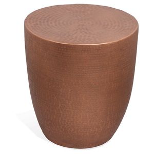 Copper Antique Metal Handmade Hammered Drum Accent <b>Table</b> with Hammered Design - Product Image 5