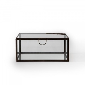 Boîte à bijoux en verre de style européen, boîte en verre et métal avec organisateur de rangement, design rectangulaire, boîte en verre transparente - Product Image 1