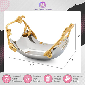 โปรโมชั่นสุดพิเศษสำหรับถาดเสิร์ฟสแตนเลสตกแต่ง – ด้ามจับสีทองสำหรับขนมขบเคี้ยว อาหารเรียกน้ำย่อย และของตกแต่งบ้าน - Product Image 2