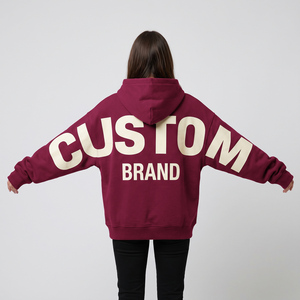 Sweat à capuche épais personnalisé pour femme avec finition délavée à l'acide, impression personnalisée, détails graphiques en strass, en molleton de coton, coupe ample - Product Image 1