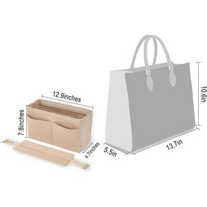 Organizer per Borsa in Feltro On-the-Go 35, Inserto Organizzatore per Borsetta con Cerniera Rimovibile, Organizzatori per Trucchi - Product Image 2