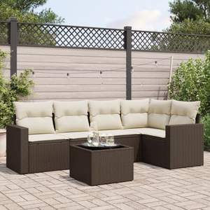 Ensemble de canapés de jardin en rotin PE marron réglable de taille moyenne avec des caractéristiques confortables - Product Image 1