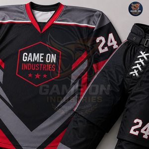 Black Red Color Professional Sublimated Jersey with Protective Hockey Pants Team Performance Sportswear Ice Hockey Uniform - Product Image 6