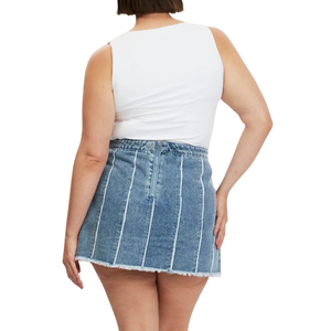 Jupe en jean grande taille pour femmes, tissu en gros, personnalisable, échantillon gratuit, meilleure qualité - Product Image 4