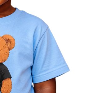 Camiseta Azul de Manga Corta con Cuello Redondo para Niños Pequeños, Informal, para el Día a Día, para Jugar, Ir a la Escuela, Ropa Cómoda para Niños - Product Image 5
