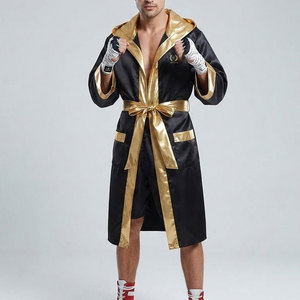 Robe de boxe professionnelle pour hommes, manches longues, en satin, avec tissu respirant, couleurs personnalisées, coupe confortable et élégante - Product Image 3