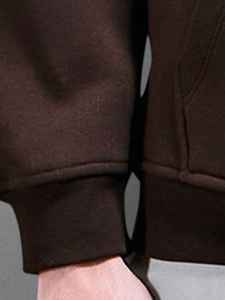 Sweat-shirt à capuche marron pour homme, coupe classique, 100% coton, molleton français, vêtement décontracté d'automne, tricot uni - Product Image 5