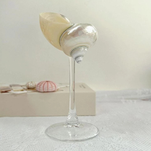 Seashell Glass <b>clear</b> glass with embedded seashell for beverage serving decorative <b>table</b> setting Vietnam supplier - Product Image 4