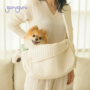 Dog Carrier Bag WAVE BAG Lightweight Dog <b>Cat</b> Pet Carrier Sling Bag Waterproof Vegan Leather Cotton Shoulder Travel Bag for Pets - Product Image 1