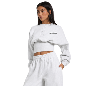 Women Cropped <b>Crewneck</b> Tracksuit Set Elastic Hem Sweatshirt Wide Leg Trouser High Waist Casual Two Piece Lounge Outfit Wholesale - Product Image 3