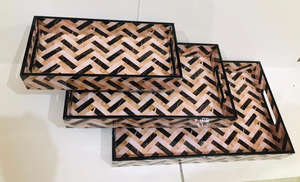 Simple Pattern <b>Square</b> Serving Tray Set With Handle UV Printed Bamboo <b>Wooden</b> <b>Table</b> Decorations For <b>Coffee</b> Snacks - Product Image 4