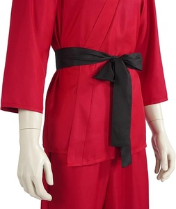 เสื้อกังฟูสีแดงพร้อมลายปักไท่ชิหยินหยางและเข็มขัดสีดำ - Product Image 3