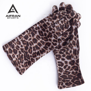 Gants en velours imprimé léopard pour femme AIFRAN, mode, tactiles, chauds, hiver, doublure polaire thermique, imprimé animal, vente en gros - Product Image 1