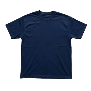เสื้อยืดคอกลมแขนสั้นสีกรมท่าสำหรับผู้ชาย ผ้าฝ้ายทรงปกติ สไตล์ลำลองแบบเจอร์ซีย์ถัก - Product Image 1