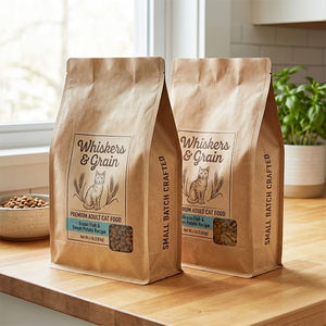 Pochette refermable écologique personnalisée pour aliments pour chiens, emballage pour friandises pour chats, sachet en papier kraft autoportant pour nourriture pour animaux de compagnie - Product Image 1