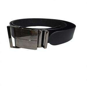 High Quality Eco-Friendly <b>Heavy</b> <b>Duty</b> Unisex Daily Use Solid Pattern Cow Hide Leather Custom Length Square Steel Buckle <b>Black</b> - Product Image 4