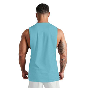 Camiseta sin Mangas de Punto para Hombre, Color Azul Claro, Cuello Redondo, Color Sólido, Transpirable, Ropa Casual, Último Diseño, Personalizada, Alta Calidad - Product Image 2