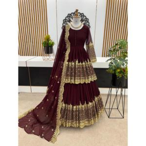 Conjunto de Lehenga Choli Azul Moderno de Poliéster para Fiesta, Top, Pantalón y Dupatta con Bordado de Lentejuelas, Moda Zeel - Product Image 6