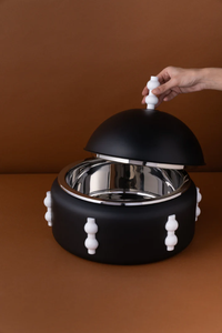 Boîte de rangement décorative en métal noir de luxe avec couvercle, pot décoratif, organisateur de décoration moderne pour la maison, plat de service, réchaud. - Product Image 2