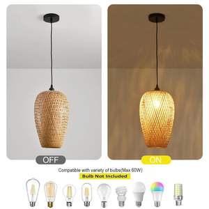 Lámparas Colgantes de Bambú Hechas a Mano con Tejido de Bambú Natural que Proporcionan Iluminación Cálida y un Toque Orgánico al Interior - Product Image 2
