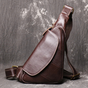 Bolso de Pecho de Cuero Genuino, Diseño Minimalista, Cierre de Cremallera, Duradero, para Uso Diario en Todas las Estaciones, para Hombres y Mujeres - Product Image 5