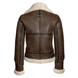 <b>Men's</b> Genuine <b>Leather</b> Solid Front Logo Bomber <b>Jacket</b> Faux Fur Lining Windproof Winter Moto Biker Style Zipper Closure - Product Image 6