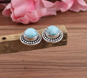 Natural Larimar Drop <b>Earrings</b> 925 Sterling <b>Silver</b> Genuine Dominica Blue Stone Luxury Jewelry Women Party Gift Wholesale - Product Image 3