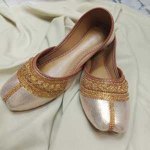 Zapatos Planos de Ballet con Lentejuelas Doradas para Mujer, Todas las Temporadas, Color Sólido, Cómodos, Transpirables, Estilo Punjabi Indio, Khussa para Mujer - Product Image 6