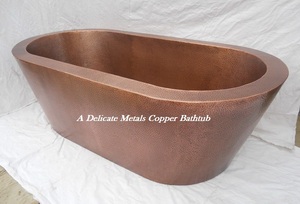 Bañera de Cobre de Doble Pared con Acabado Antiguo, 100% Cobre, Hecha a Mano, Ovalada, Independiente, Modelo DM-271 - Product Image 4