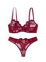 Ensemble de lingerie sexy en dentelle brodée, respirant, écologique, pour femmes grandes tailles, soutien-gorge et culotte, couleurs et tailles personnalisables, haute qualité