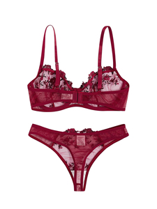 Conjunto de Lencería Femenina Sexy con Bordado de Encaje, Sujetador y Braguitas, Colores y Tallas Personalizables, Alta Calidad 2026 - Product Image 2