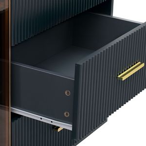 Credenza Moderna TREXM Giallo Ambra con Gambe in Metallo Dorato e Piano in Marmo, Ante in Vetro Temperato, Mobile Buffet in MDF - Product Image 6