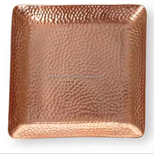 Plateau de service en cuivre fait main de haute qualité forme carrée dernière arrivée plateau décoratif pour usage domestique artisanat naturel - Product Image 3