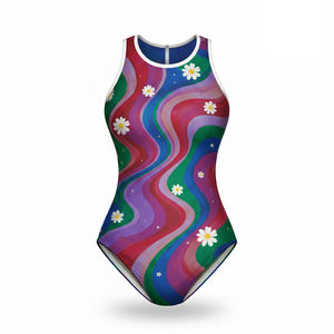 Traje de Baño de Una Pieza, 100% Poliéster, Corte Alto, con Estampado Frontal, Secado Rápido e Impermeable, Unisex - Product Image 2