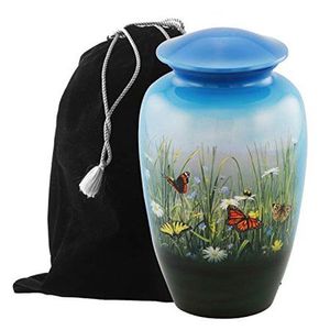 Urne en aluminium avec sac en velours pour cendres humaines taille adulte - Pochette de rangement protectrice Urne funéraire en métal - Product Image 4