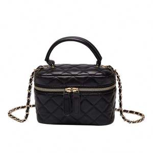 Sac à bandoulière matelassé en cuir PU de luxe à motif géométrique, sacoche à chaîne pour femme, fermeture éclair, usage quotidien - Product Image 1